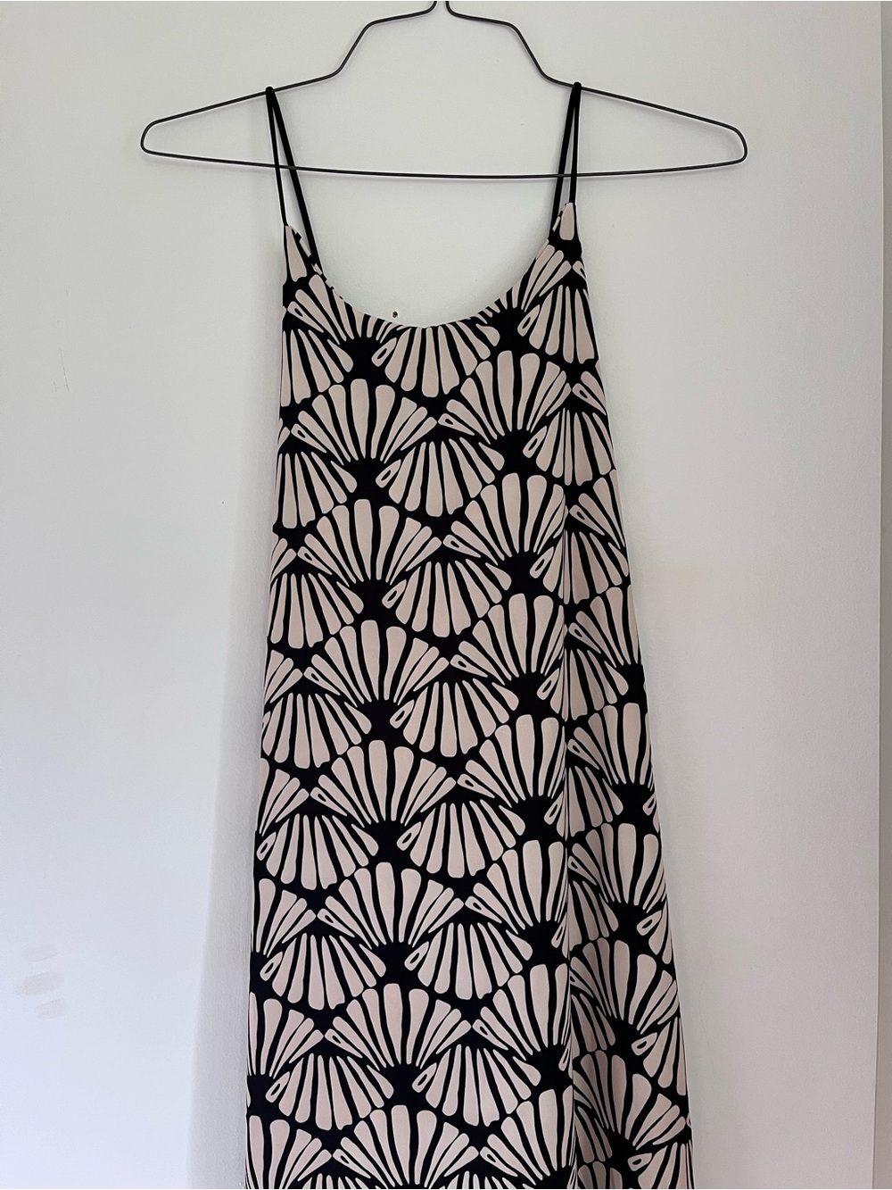 Black & Cream Shell-Print Slip Dress